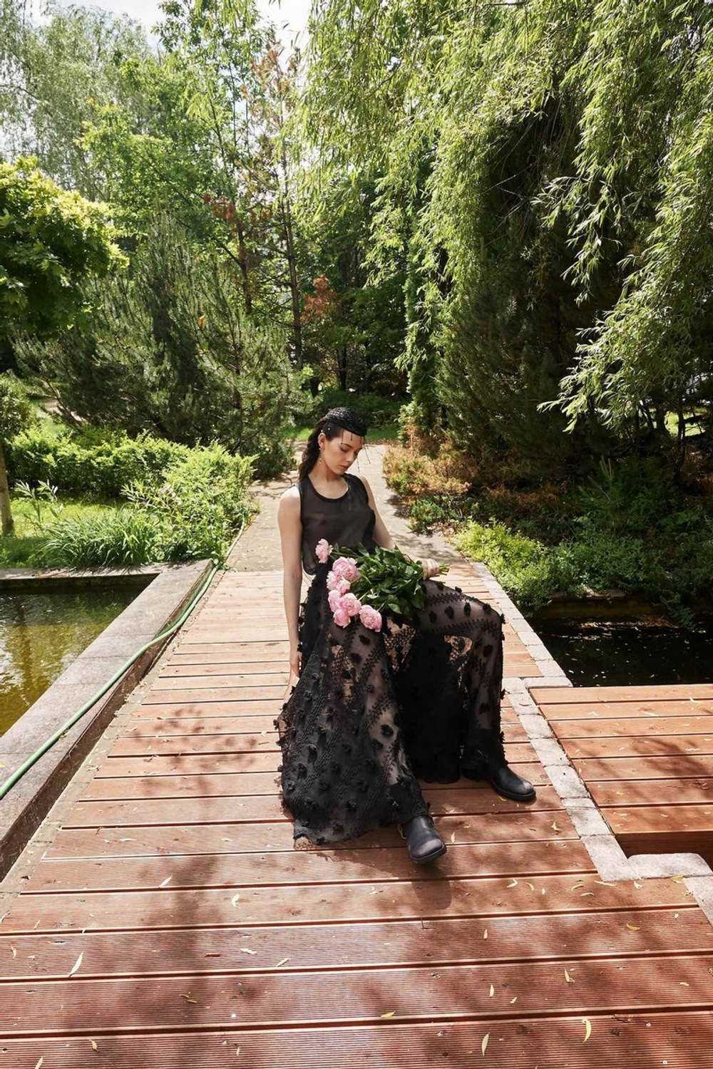 Юбка-макси прозрачная с цветами