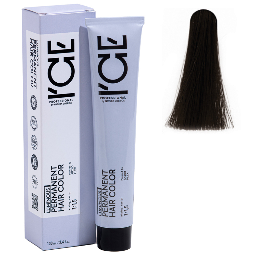 4.17 крем-краска ICE Permanent каштановый пепельно-шоколадный - 100 мл.