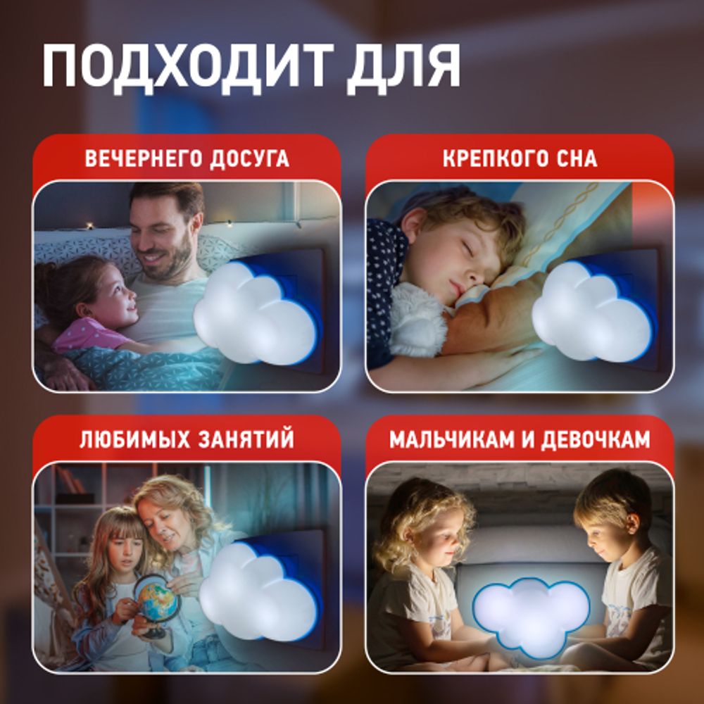 Ночник - светильник светодиодный ЭРА NN-605-LS-W в розетку с датчиком освещенности белый | Ночники