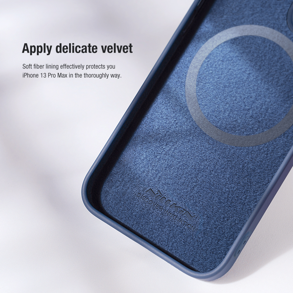 Чехол с шелковистым силиконовым покрытием от Nillkin c поддержкой беспроводной зарядки MagSafe для iPhone 14 Pro Max, серия CamShield Silky Magnetic Silicone
