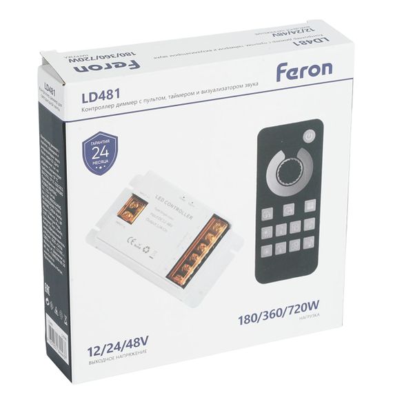 Контроллер диммер с пультом, таймером и визуализатором звука, 12-24-48V Feron LD481 52096
