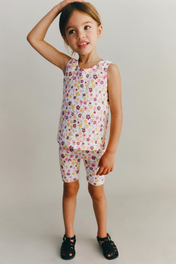 ZARA МАЙКА В РУБЧИК С ПРИНТОМ, ТЕМНАЯ МАЛЬВА