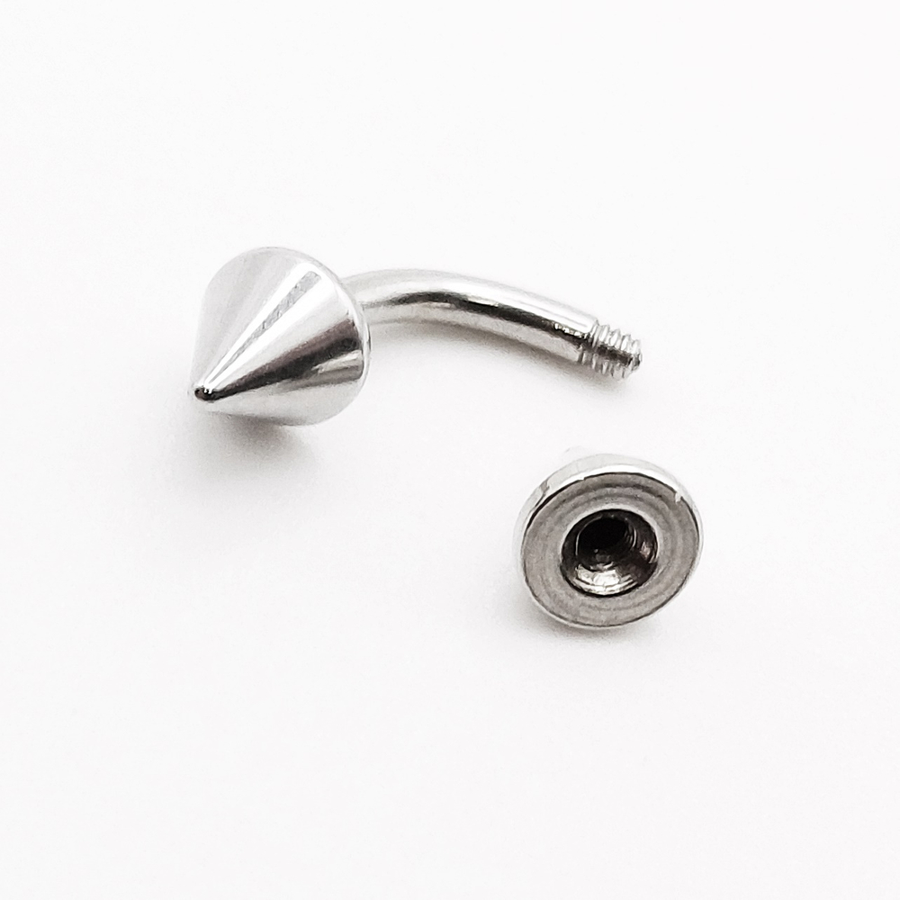 Микробанан 6 мм с конусами 5 мм для пирсинга брови. Медицинская сталь. 1 шт.