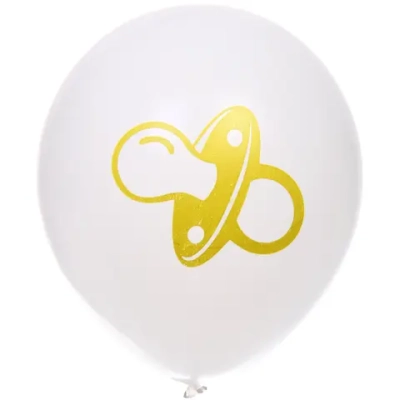 Воздушные шары 100 шт, 10»/25см «Здравствуй, Солнышко», Белый/золото