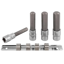 Набор головок-бит Hex 6-гранных, 4 пр. (Н12,Н14,Н17,Н19мм, L-100мм) 1/2'', на планке Forsage F-40917L
