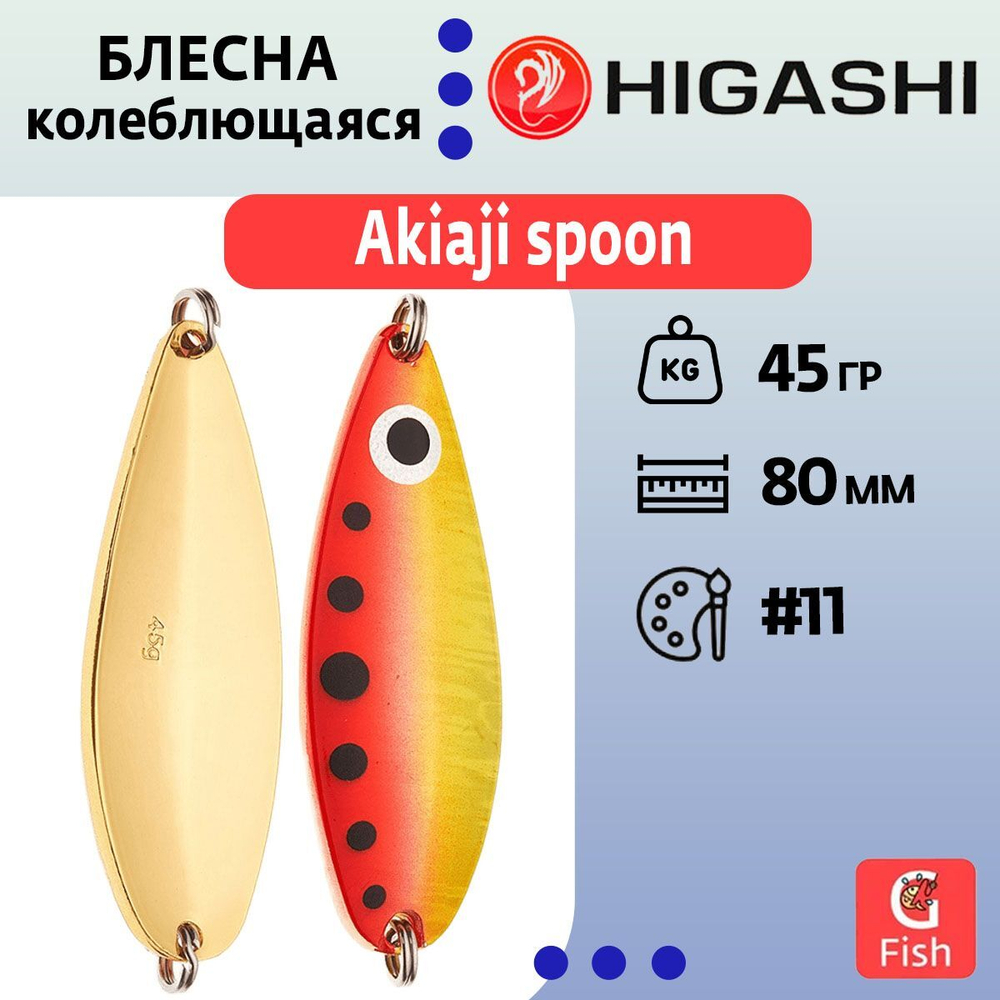 Блесна колеблющаяся HIGASHI Akiaji spoon 45g#19