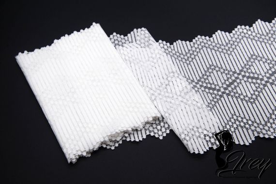 1367 ОПТ Кружево эластичное 20 см, Италия, геометрия, белый