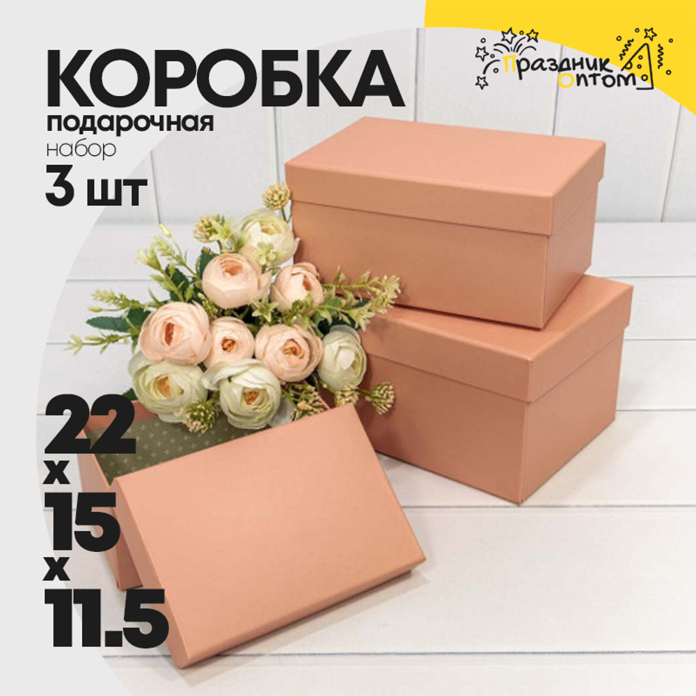 Коробка 22х15х11.5 см Набор 3 шт (Оранжевый)