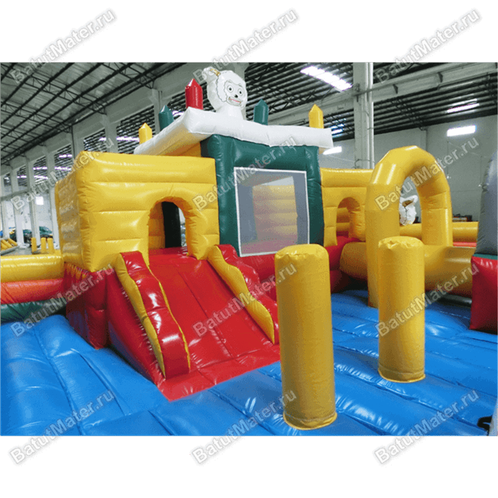 Надувной батут с крышей "Злой страшный серый волк"