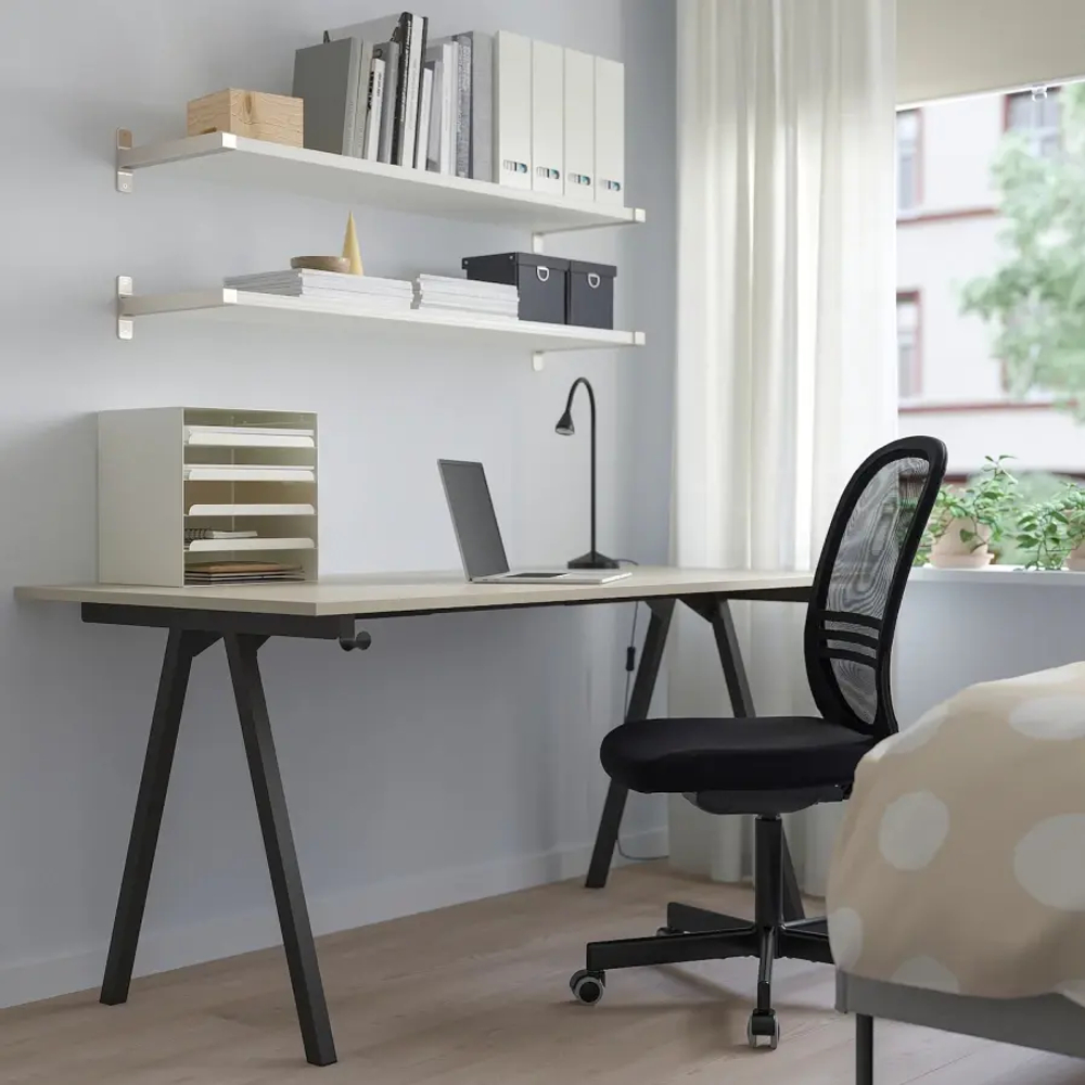 Письменный стол - IKEA TROTTEN, 160х80 см, бежевый/черный, ТРОТТЕН ИКЕА