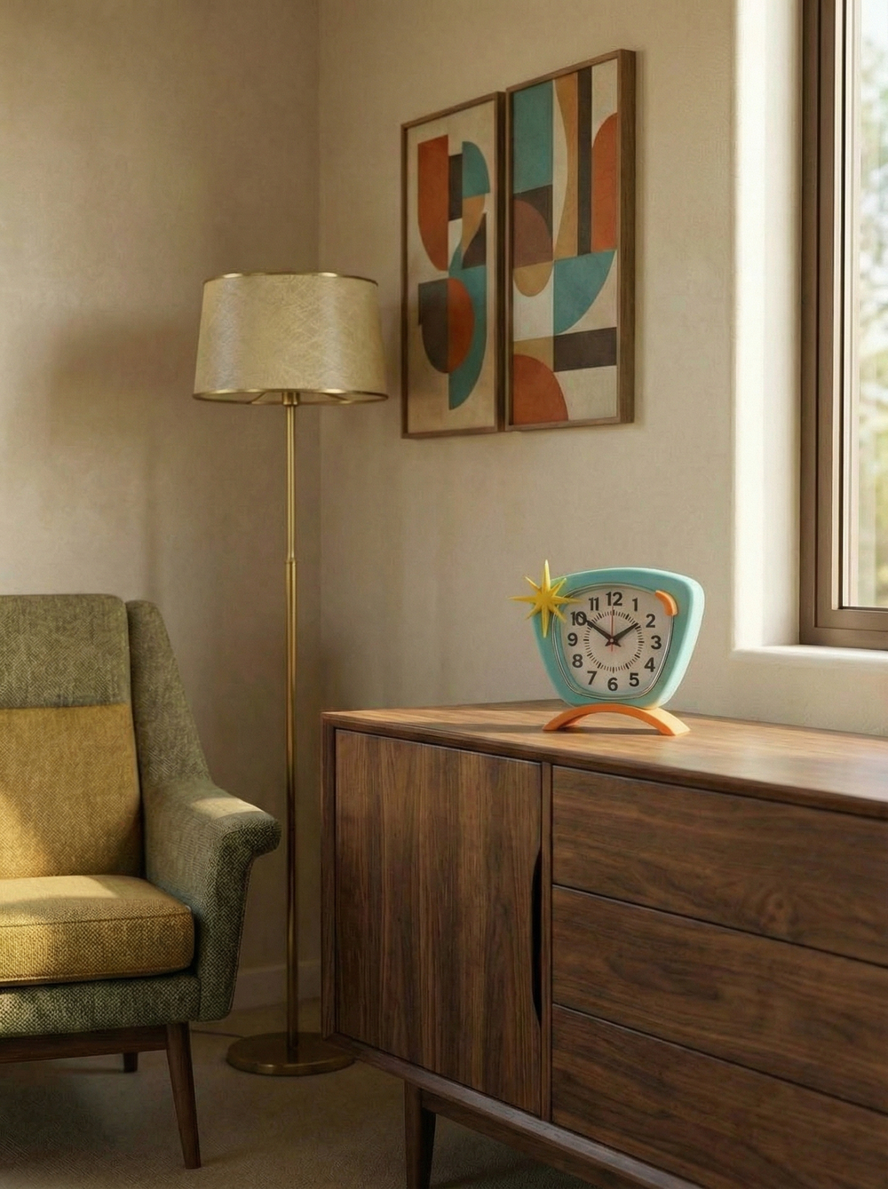 Настольные часы SUNNY POP 25 × 27 см в стиле mid-century modern