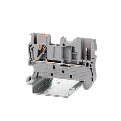 Клемма проходная под вставной штекер, зажим push-in, 2 точкиподключения, 2.5 кв.мм, серая