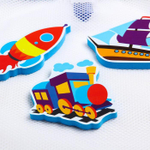 1874877 Наклейки в ванную из EVA «Транспорт» + сетка для хранения игрушек на присосках