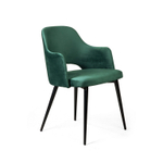 Стул William с подлокотниками, бархат зелёный 19/ черный конус