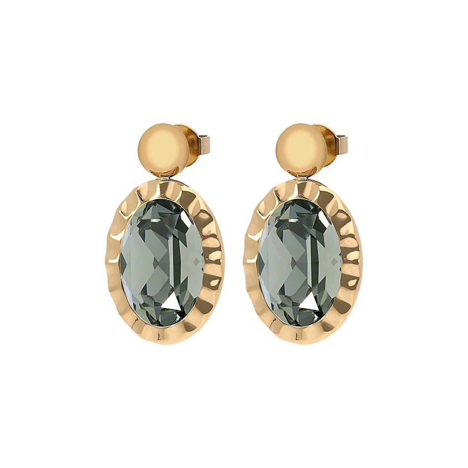 Серьги Qudo TIVOLA UNICA big (G/P) Black diamond 2,65 cm 332040