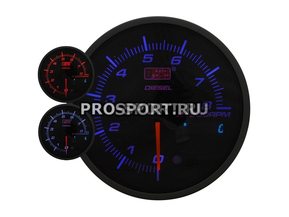 Тахометр (95мм) внешняя вспышка 0-8000RPM черный циферблат, цветная подсветка (дизель)