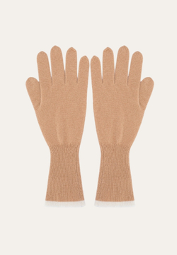 Перчатки бежевые с белой окантовкой