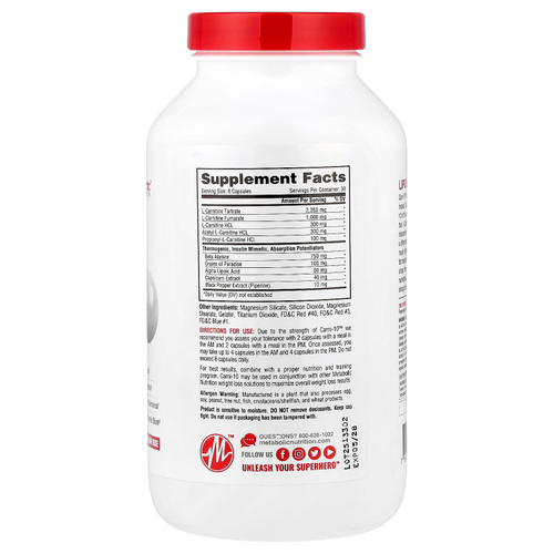 Metabolic Nutrition, Carni-10™, 240 капсул
