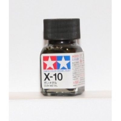 X-10 Краска Tamiya Пушечный Металл Глянцевая (Gun Metall), эмаль 10мл