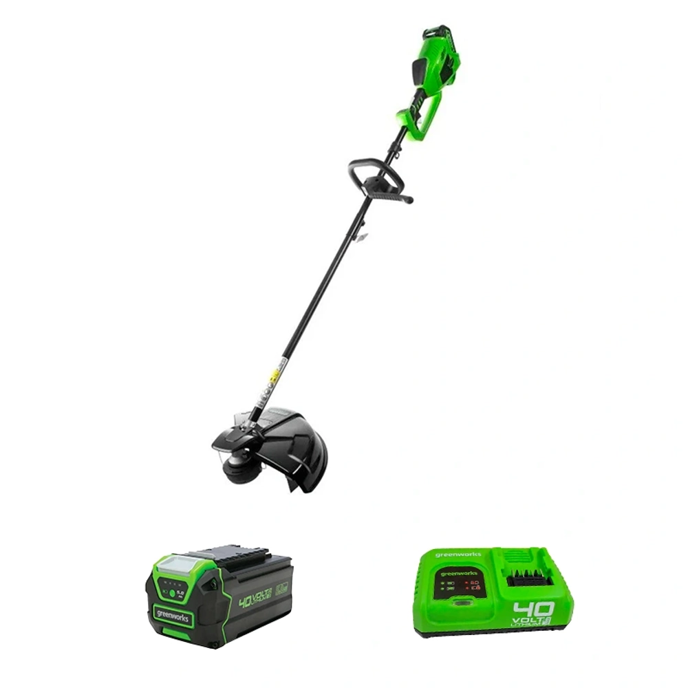 Аккумуляторный триммер Greenworks GD40BCK5 40В (1 x 5 Ач, Быстрое ЗУ) захват 350 мм, 6.8 кг, 1301507U5F