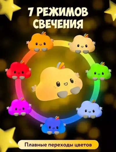 Ночник силиконовый Облачко для детей и новорожденных Novado