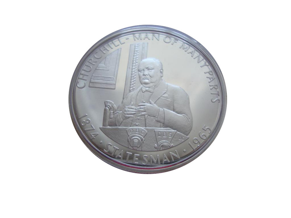 Фолклендские о-ва 50 пенсов 2005 Черчилль - государственный деятель Война СЕРЕБРО