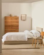 Кровать Nahiri бежевого цвета из шенилла с ящиком для хранения 90 x 200 см