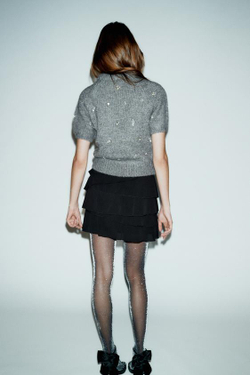 ZARA ЮБКА-ШОРТЫ С ВОЛАНАМИ, ЧЕРНЫЙ