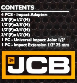 Адаптеры ударные, кардан ударный, удлинитель ударный, набор 6пр. JCB JCB-4068MPB