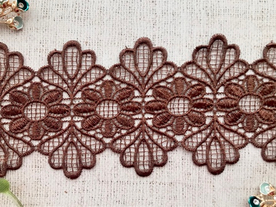 Кружево плетеное, ш. 10 см, коричневый