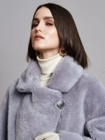 Шуба чебурашка длинная из овечьей шерсти, SilverFox (арт.S1072rm09bz)