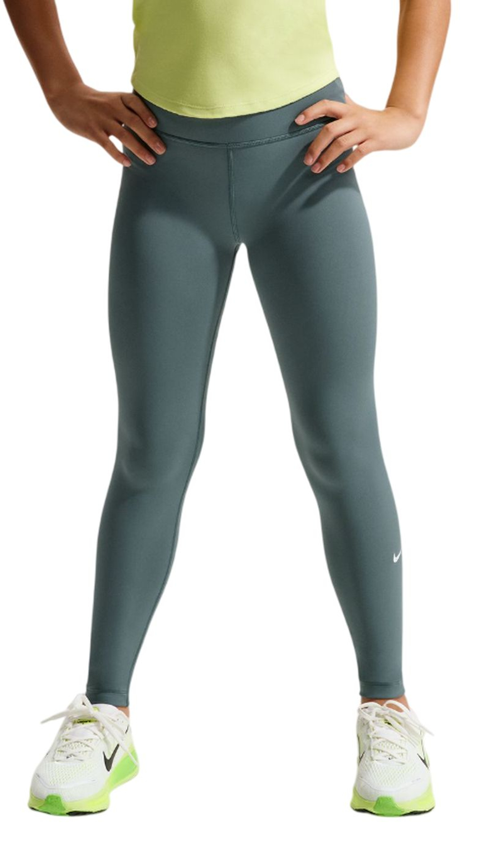 Брюки для девочки Nike Girls One Dri-FIT High-Waisted - mineral slate/white