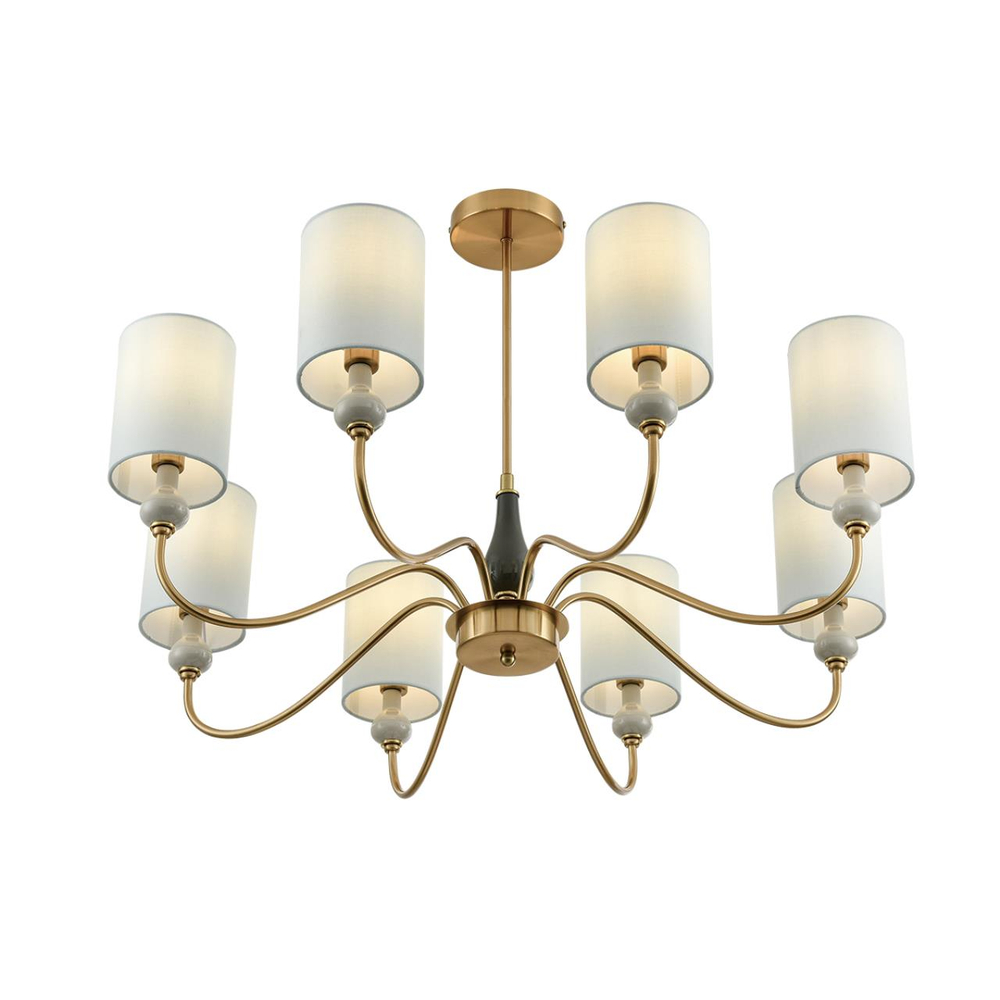 6590/8 CLASSI LN26 056 латунь/мятный зеленый, металл, керамика/текстиль Люстра подвесная E14 8*40W 220V ANRI