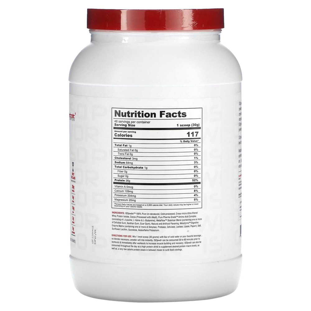 Metabolic Nutrition, ISOpwDR, изолят сывороточного протеина, со вкусом шоколадного кекса, 1380 г (3,04 фунта)