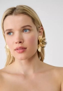 STRADIVARIUS Серьги-веера с макси цветами, золотой