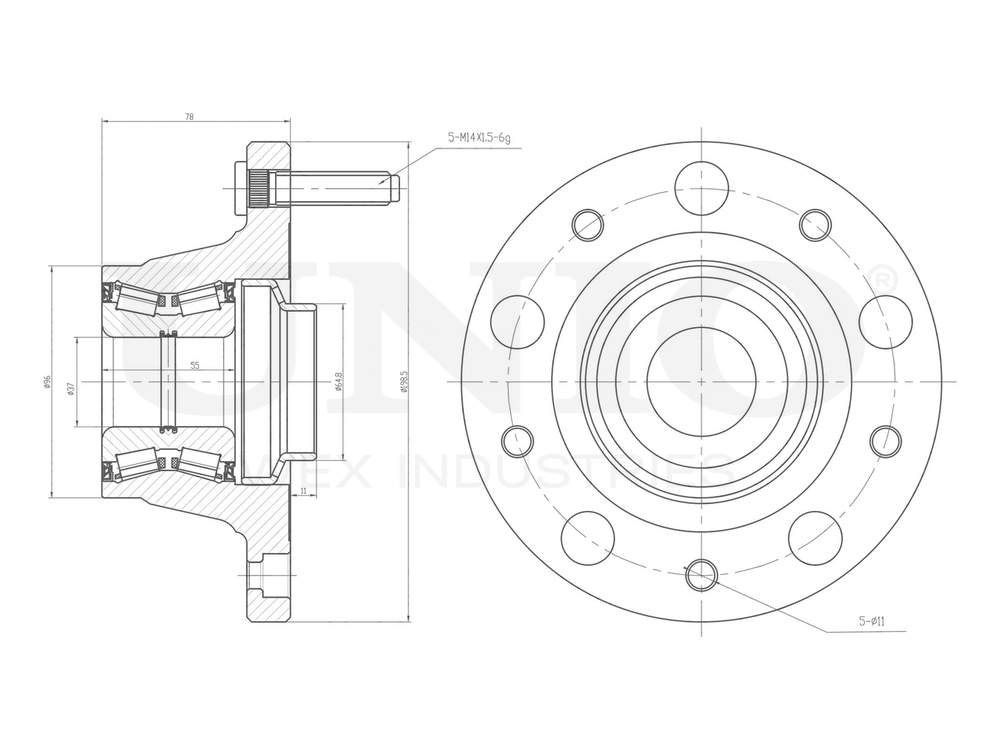 Ступица задняя (без ABS) UNIO HUB-20145
