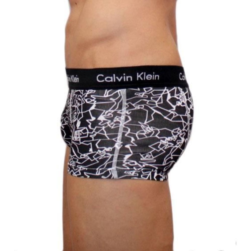 Мужские трусы хипсы Calvin Klein черные с узором