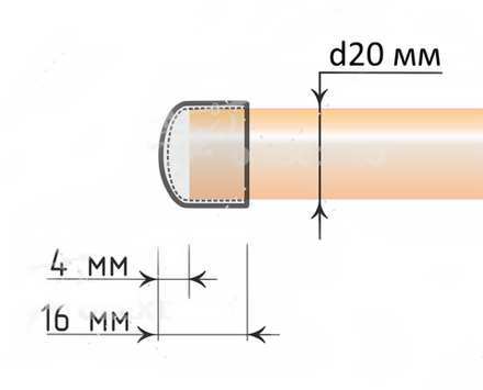 Наконечники "Заглушка" металлические d20 мм, цвет черный