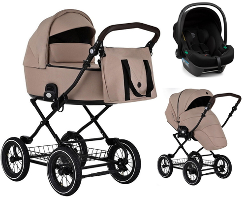 Детская коляска Roan Bass Next Classic d12 3 в 1 с автокреслом Tutis Elo Lux Black RCL266/1 Amber