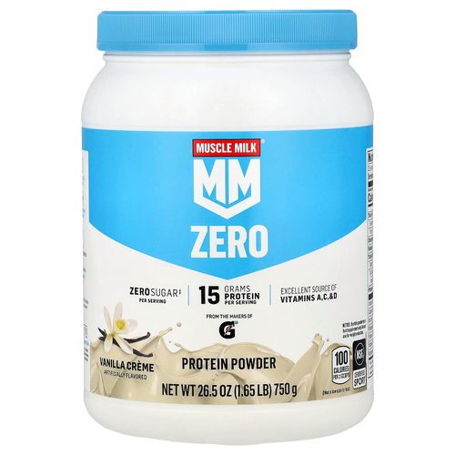 Muscle Milk, Zero, Protein Powder, Vanilla Creme, 1.65 lb (750 g)