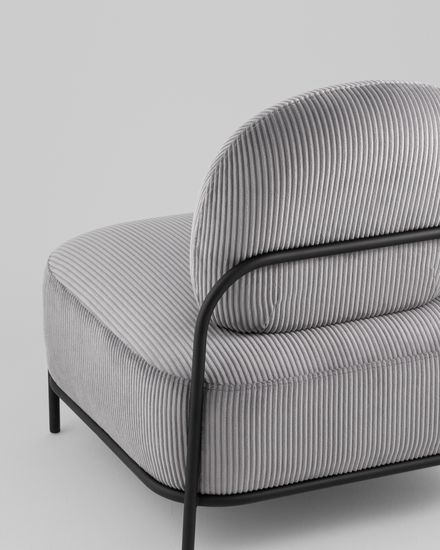 Кресло Стоун велюр рельефный светло-серый