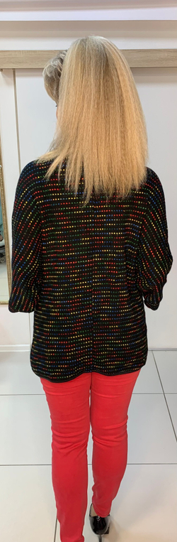 Креативный меланжевый джемпер с кармашками и хомутом