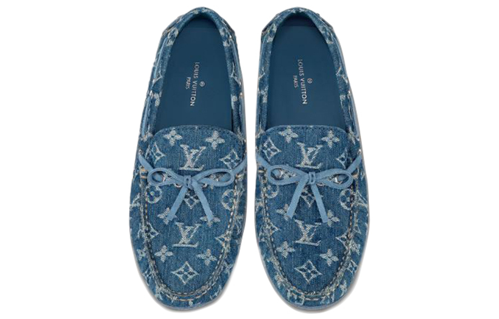 LOUIS VUITTON Arizona Denim Monogram Casual Shoes Men"s Sea Blue