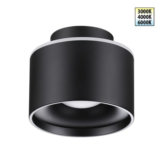 358971 OVER NT22 350 черный Светильник накладной с переключ. цв. температуры IP20 LED 3000К\4000К\6000К 12W вниз + 3W вверх 110-265V GIRO