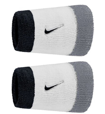 Напульсник теннисный Nike Swoosh Double-Wide 2P - white/cool grey/black