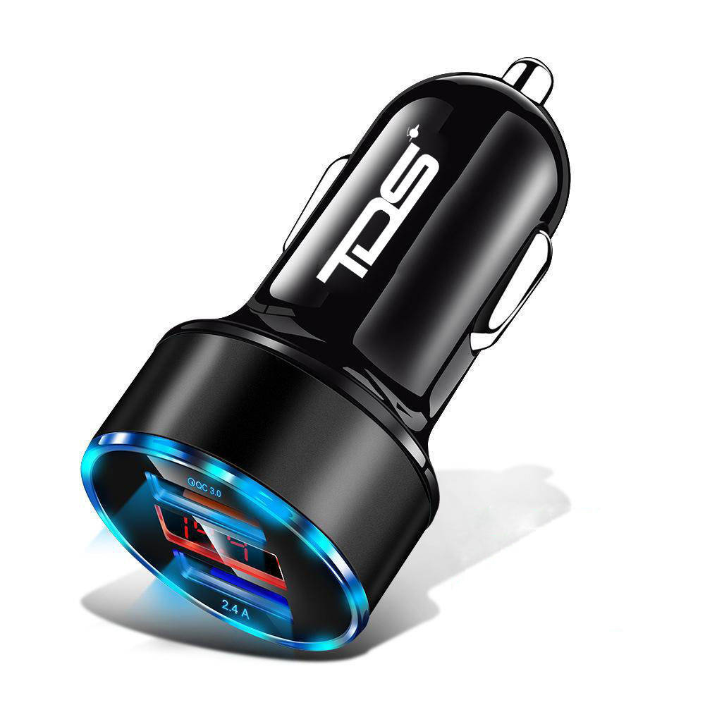 Автомобильная зарядка QC3.0+USB с вольтметром TDS TS-CAU69A