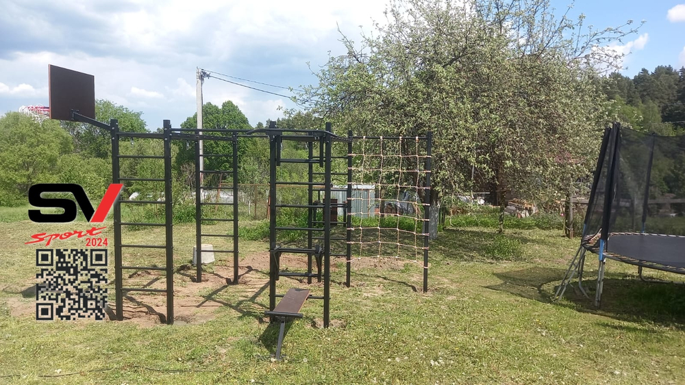 Монтаж уличной шведской стенки Sv Sport Рукоход (6 вертикальных столбов)