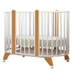 Кровать детская "София" NEW 6в1 круг-овал с универсальным маятником белый-натуральный