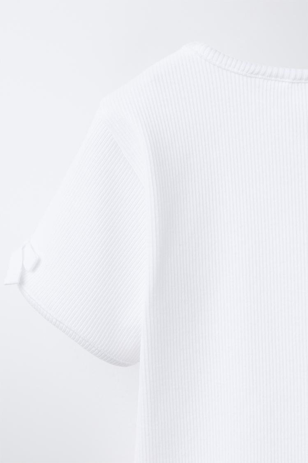 ZARA ФУТБОЛКА В РУБЧИК С БАНТАМИ, БЕЛЫЙ