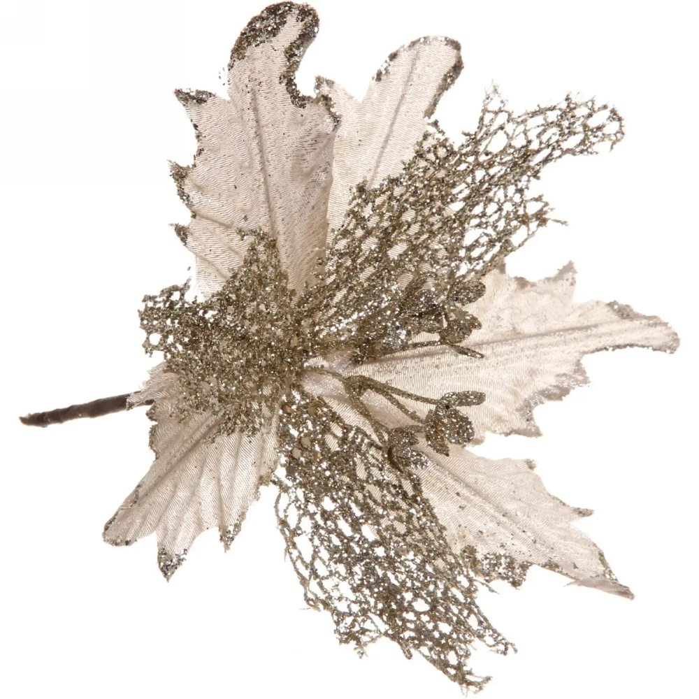 Украшение новогоднее «Пуансеттия-Нежность» 23 см, Шампань